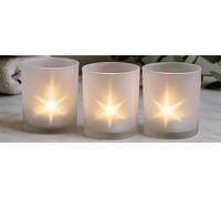 khevga Juego de 3 portavelas de Navidad con diseño de estrellas, para decoración de mesa y Adviento