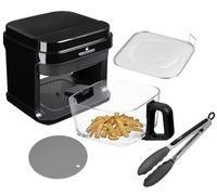 KHF-550 Freidora de aire caliente, 5,5 litros, 1200 W, pantalla táctil, cesta de freír de cristal sin revestimiento, freidora con pinzas y posavasos de silicona (KHF-550 versión estándar)
