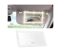 KHGUZ Espejo de tocador LED para automóvil, espejo cosmético recargable regulable con 3 modos de luz y 60 LED, accesorios de maquillaje para visión trasera interior de automóvil, ajuste universal