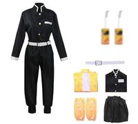 KHHK Anime Demon agatsuma Zenitsu, Trajes Rol De Halloween De Nezuko Cloak Mitsuri Para Men Boys Kimono Uniforme Fiesta De Disfraces De Rol Completo(S, Orange)