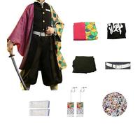 KHHK Anime Demon Kimetsu Tomioka Giyuu Cosplay Outfit Mitsuri Full Set para Halloween Kimono Accesorios Hombres Chico Traje Uniformes (L, Navy)