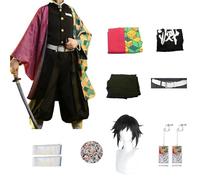 KHHK Anime Demon Kimetsu Tomioka Giyuu Disfraces de Cosplay Peluca de tensión Completa de Mitsuri para Accesorios de Kimono de Halloween Uniforme de Traje para niños, S