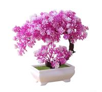 KHIronHive Árbol bonsái artificial de plástico realista para mini planta, decoración realista en maceta para el hogar para hotel, oficina, cafetería, tienda, decoración de escritorio de mesa pequeña