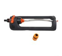 KHIronHive Aspersor de jardín giratorio de 180 grados, sistema de riego oscilante automático con boquilla de latón, cobertura ajustable de hasta 10 metros, distribución uniforme (19 agujeros oscilan