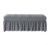 KHIronHive Cubierta de banco de tela de burbujas elástica con falda, funda elástica de rejilla 3D para sala de estar, comedor, dormitorio, muebles, protector decorativo lavable de 80-130 cm (gris)
