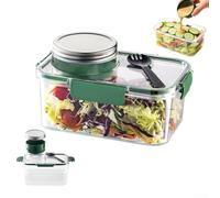 KHIronHive Ensaladera a prueba de fugas con taza de aderezo, 7.7 tazas de BPA, contenedor portátil de almacenamiento de alimentos con tapa de bloqueo, tenedor reutilizable, para oficina, escuela