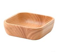 KHIronHive Ensaladera cuadrada de madera, plato de madera de caucho natural para servir frutas y decoración, plato de cocina retro de estilo japonés con acabado suave, varios tamaños disponibles (18