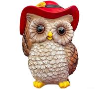 KHIronHive Estatua de búho de sombrero rojo, decoración de jardín de resina, figura de pájaro de granja pintada a mano para exhibición de césped al aire libre, adorno moderno de animales para amantes