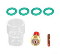 KHIronHive Kit de accesorios de antorcha de soldadura TIG de 7 piezas con lente de gas y taza de vidrio para antorchas refrigeradas por aire serie WP-9/20/25, para diseño Stubby para una mayor