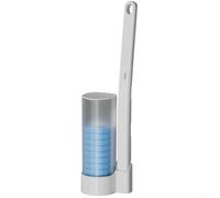 KHIronHive Kit de cepillo de inodoro desechable con mango ergonómico y 6 cabezales de recambio, sistema de limpieza higiénico para baño y varias superficies, plástico blanco y accesorios de esponja