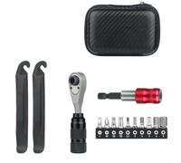 KHIronHive Kit de reparación multifunción con llave de trinquete, destornillador y palancas de neumáticos para ciclismo, herramientas de aleación de acero y aluminio en caja de almacenamiento portátil