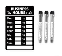 KHIronHive Letrero de horario comercial con 3 bolígrafos borrables, reversible abierto cerrado para puerta, placa para tienda, oficina, restaurante, cafetería, bar, tienda, PVC, resistente a la