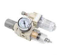 KHIronHive Lubricador del regulador del filtro del procesador de la fuente de aire para SMC AC2010/AC3010/AC4010, cuerpo de la aleación de aluminio con la separación dual del aceite-agua (AC2010-02)