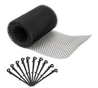 KHIronHive Malla protectora de canalón de plástico de longitud ajustable PP PE red de drenaje negro 16 cm de ancho incluye gancho opcional que evita el bloqueo de desechos de hojas se adapta a 300 cm