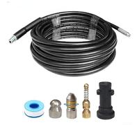 KHIronHive Manguera de limpieza de drenaje de alcantarillado de alta presión para KARCHER K1-K5, kit de desatascamiento de tubos de goma de metal flexible con boquillas y conector giratorio