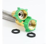 KHIronHive Manguera líder de jardín de acero inoxidable con conector hembra a hembra para carrete de manguera y adaptador de extensión, equipo de riego de metal para jardines pequeños y uso al aire