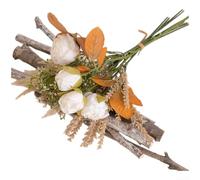 KHIronHive Ramo de rosas artificiales de tela con diseño de rosas quemadas, arreglo floral vintage de 40 cm para decoración de bodas y decoración del hogar, incluye cabezas de flores grandes y