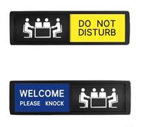 KHIronHive Señal de puerta con texto en inglés "Do Not Disturb", indicador deslizante de plástico negro, 7 x 2 pulgadas para oficina, baño, dormitorio, bienvenida, estado ocupado, instalación