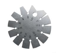 KHIronHive Transportador de ángulo de calibre biselado de acero inoxidable de 15 a 120 grados, herramienta de medición circular de 70 mm con agujero para llavero, tablero de clavijas fácil de colgar