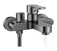 KHIronHive Válvula mezcladora de ducha de cobre sólido con rociador manual de 3 funciones, grifo termostático para bañera, mango oscilante lateral para montaje en pared, doble control, agua fría