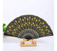 KHJH Abanicos Españoles, Abanico De Mano Amarillo, Sentido Artístico, Bordado De Lentejuelas Hecho A Mano, Abanico Chino Japonés, Abanico Plegable De Moda para Fiesta De Baile, Regalos De Boda