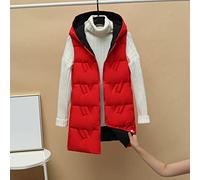 KHJH Chaleco Acolchado para Mujer,Womens Quilted Vest Red Hooded Double Sided Wear Sleeveless Jacket Steppweste Waistcoat Elegant Sleeveless Coat Puffer Women Winter Warm Vest Office Home,S(Label M)