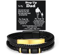 KHKINDPRO Pulsera para papá para hombre, regalo de color negro y dorado para hombres, joyería Love You Forever, regalo de cumpleaños del padre, M, Hierro, No es una piedra preciosa