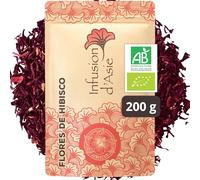 Khla - Flores de Hibisco Bio 200 g - Infusión - Té Hidratación & Digestión - Enteras y Secas - Caliente o Fría - Formato a Granel - Floral & Aromática - Antioxidantes - Origen Egipto