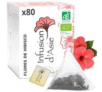 Khla - Flores de Hibisco Bio - 80 Bolsitas Piramidales - Infusión - Té Hidratación & Digestión - Caliente o Fría - Formato a Granel - Floral & Aromática - Antioxidantes - Origen Egipto