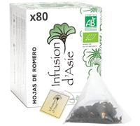 Khla - Hojas de Romero Ecológicas - 80 Bolsitas Piramidales - Para Infusión Matinal - Té Digestión y Vitalidad - Antihinchazón - Garganta y Nariz Congestionada - Antioxidantes - Origen Egipto