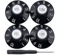 KHLESBY Juego de 4 pomos de sombrero de bruja con tornillo para guitarra, bajo, 2 volúmenes, 2 tonos, reflector plateado dorado y tornillos negro, plateado y blanco, para 72 amplificadores Telecaster