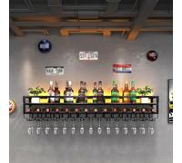 KHLMSRXJ Botelleros de Pared industriales para Botellas de Vino, botellero Colgante de Pared, botellero de Pared para Restaurante Comercial, portavasos de Vino de Bar Moderno, Gran Espacio