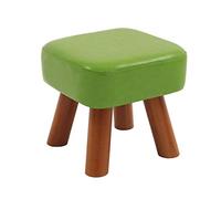 KHLMSRXJ Reposapiés tapizado de Madera Maciza de PU, reposapiés otomano, Banco pequeño Cuadrado, reposapiés para el hogar, Duradero (Color: Verde, tamaño: 28 × 28 × 25 cm)