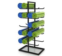 KHLMSRXJ Soporte Vertical para Esterilla de Yoga, Organizador de Almacenamiento de 5 Niveles con Rodillos de Espuma de Doble Cara y colchonetas de Ejercicio, Soporte de exhibición de Metal