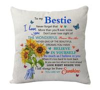 KHLOY Funda de Almohada para Mejor Amiga, Divertida Funda de cojín de Amistad para cumpleaños, Navidad, graduación, Boda, Regalo Inspirador para mi Mejor Amiga, Nunca OLV