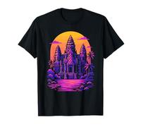 Khmer Angkor Wat Temple Camboya Diseño Estilo Puesta De Sol Camiseta