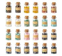 KHOCOEE Juego de 24 botellas de piedras preciosas curativas de cristal para reiki y wicca, cristales curativos de chakras, cristales de brujería