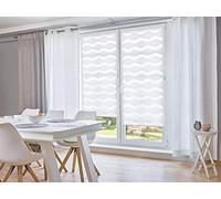 Khome Wohn-Guide-Estor Doble (fijación sin Agujeros, 95 x 200 cm), diseño de Ondas, Color Blanco