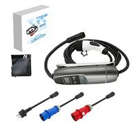 KHONS Mobile Wallbox 7.4kW 1Phase 32A Type 2 Charging Cable for Electric Vehicles Portable EV Charging Station Charger with Red CEE Plug, Schuko, Blue CEE Adapter Switchable Current 5M/16.4ft