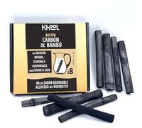 KHOOL | 8 bastones gruesos de carbón activado de bambú | Purificador de agua natural | Ø 2-3 cm | 1 bastón = 1,5 L | Para botella, jarra purificadora de agua y filtro agua grifo