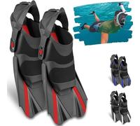 Khroom Aletas de esnórquel Ajustables Cortas con Bolsillo para Colgar Tallas 36 - 47, Aletas Cortas para Nadar Adultos, Mujeres y Hombres, Aletas de Buceo, Entrenamiento de natación (36-41 Rojo)