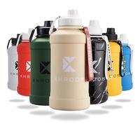 Khroom Botella deportiva de acero inoxidable 1,3L o 2,2L - Para bebidas con gas, irrompible, a prueba de fugas, ideal para deportes, gimnasio, fitness y actividades al aire libre - 2 litros | Vainilla
