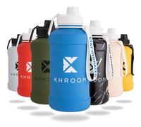 Khroom Botella deportiva de acero inoxidable 1,3L o 2,2L - Para bebidas con gas, irrompible, a prueba de fugas, ideal para deportes, gimnasio, fitness y actividades al aire libre - 1 litro | Azul