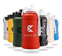 Khroom Botella deportiva de acero inoxidable 1,3L o 2,2L - Para bebidas con gas, irrompible, a prueba de fugas, ideal para deportes, gimnasio, fitness y actividades al aire libre - 2 litros | Roja