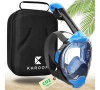 Khroom Máscara de esnórquel para Adultos y niños - Seaview Y | Sin Problemas de CO2 | Máscara Completa para Snorkeling| Equipo de Snorkel con máscara Integral Completa para Adultos (L/XL Azul+Case)