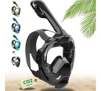 Khroom Máscara de esnórquel para Adultos y niños - Seaview Y | Sin Problemas de CO2 | Máscara Completa para Snorkeling| Equipo de Snorkel con máscara Integral Completa para Adultos (L/XL Negro)