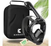 Khroom Máscara de esnórquel para Adultos y niños - Seaview Y | Sin Problemas de CO2 | Máscara Completa para Snorkeling| Equipo de Snorkel con máscara Integral Completa para Adultos (L/XL Negro+Case