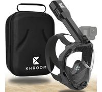 Khroom Máscara Snorkel Adulto Seaview Pro | Nuestra Mejor máscara de Buceo | Máscara Facial Completa Segura de CO2 para Snorkeling | Mascarilla Facial Completa (Negro + Soft-Case, S/M)