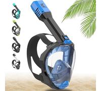Khroom Máscara Snorkel Adulto Seaview Pro | Nuestra Mejor máscara de Buceo | Máscara Facial Completa Segura de CO2 para Snorkeling | Mascarilla Facial Completa (Azul, S/M)