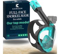 Khroom Máscara Snorkel Adulto Seaview Pro | Nuestra Mejor máscara de Buceo | Máscara Facial Completa Segura de CO2 para Snorkeling | Mascarilla Facial Completa (Turquesa, S/M)
